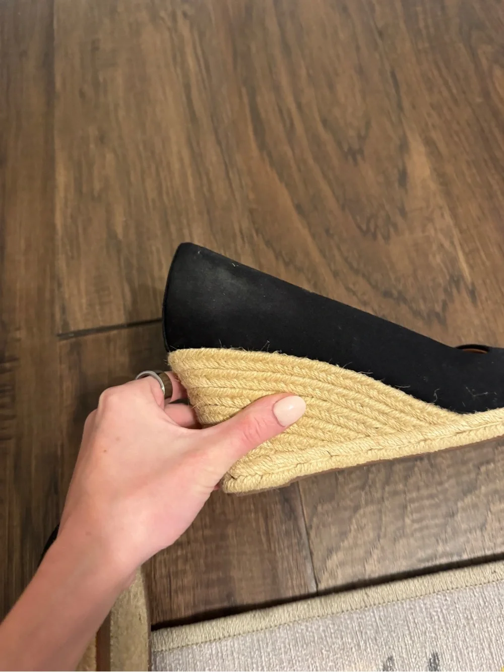 J. Crew Black Espadrille Wedge Pumps